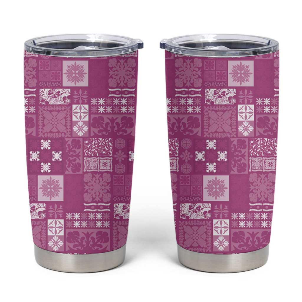 Vintage Hawaiian Quilting Patterns Tumbler Cup Pink Style Tribal Fabric Patchwork - Polynesian Pride