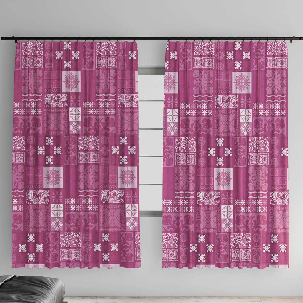 Vintage Hawaiian Quilting Patterns Window Curtain Pink Style Tribal Fabric Patchwork - Polynesian Pride