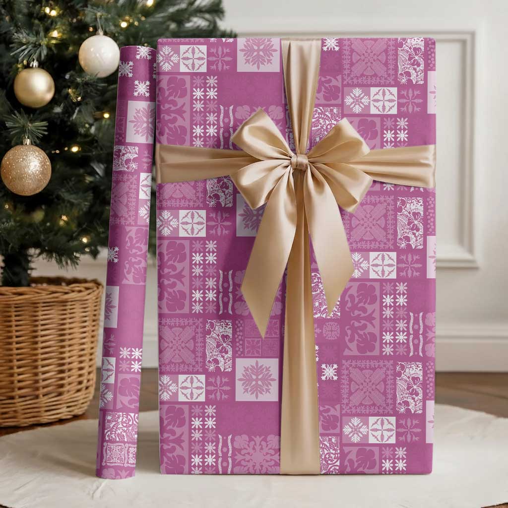 Vintage Hawaiian Quilting Patterns Wrapping Paper Pink Style Tribal Fabric Patchwork - Polynesian Pride