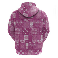 Vintage Hawaiian Quilting Patterns Zip Hoodie Pink Style Tribal Fabric Patchwork - Polynesian Pride