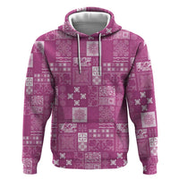 Vintage Hawaiian Quilting Patterns Zip Hoodie Pink Style Tribal Fabric Patchwork - Polynesian Pride