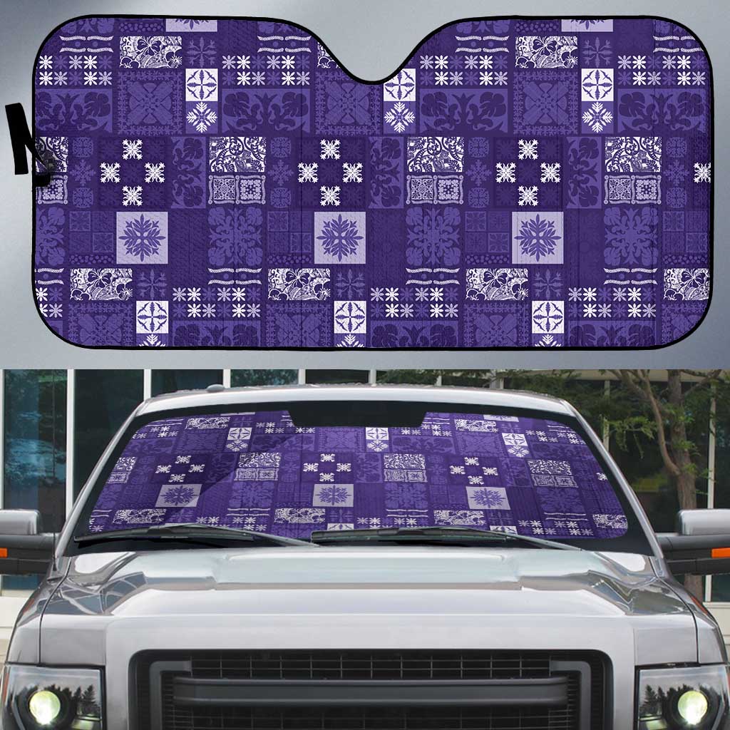 Vintage Hawaiian Quilting Patterns Auto Sun Shade Purple Style Tribal Fabric Patchwork - Polynesian Pride