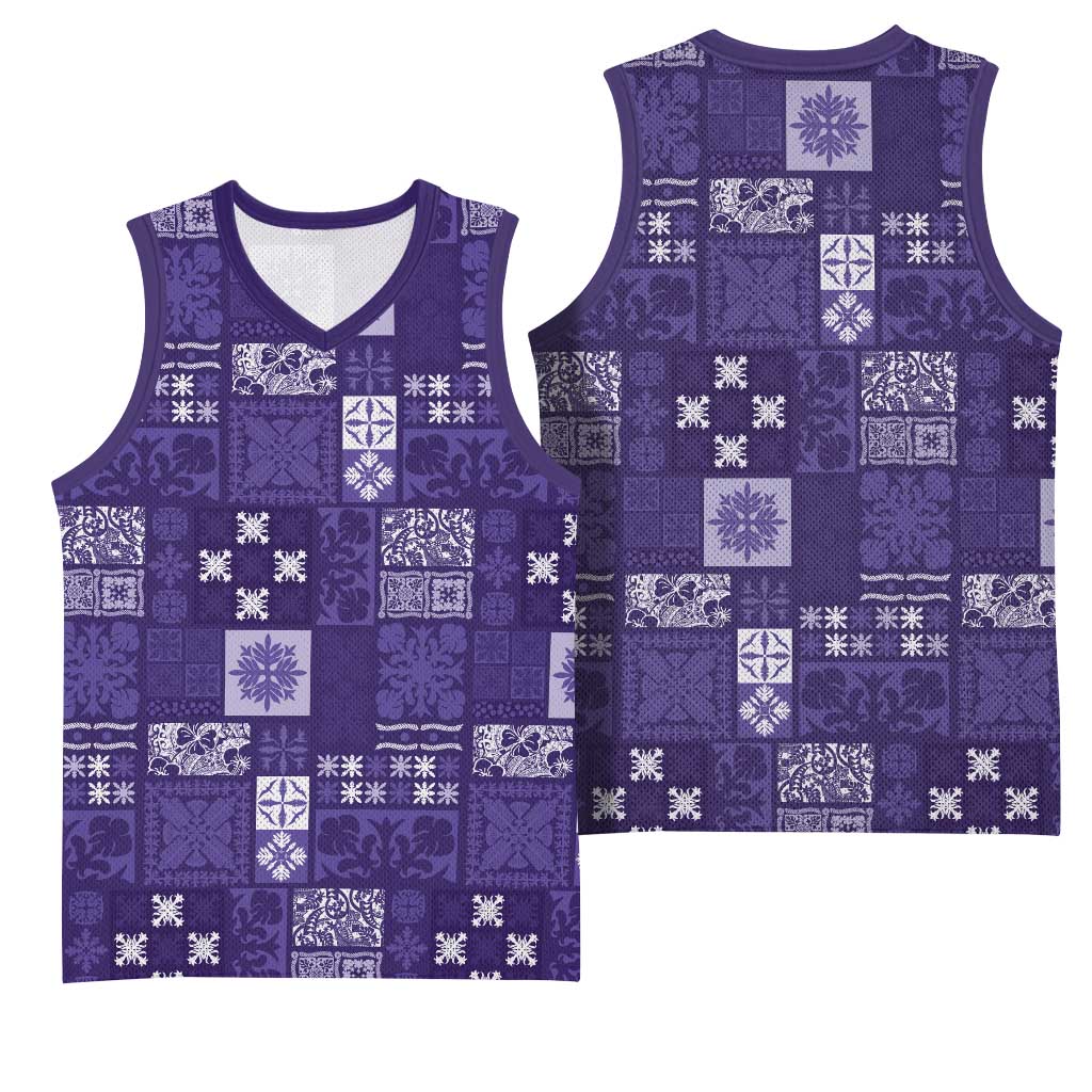 Vintage Hawaiian Quilting Patterns Basketball Jersey Purple Style Tribal Fabric Patchwork - Polynesian Pride