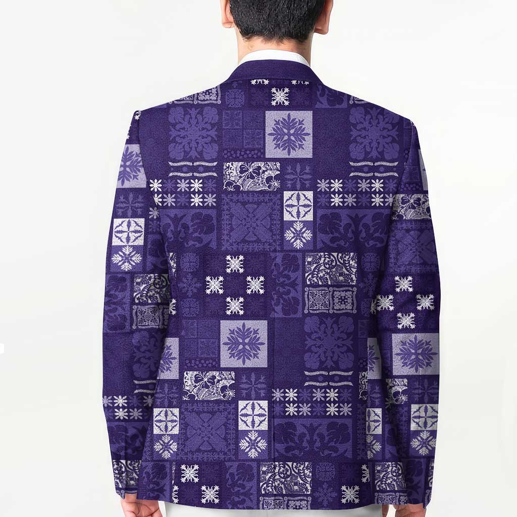 Vintage Hawaiian Quilting Patterns Blazer Purple Style Tribal Fabric Patchwork - Polynesian Pride