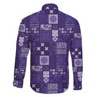 Vintage Hawaiian Quilting Patterns Family Matching Puletasi and Hawaiian Shirt Purple Style Tribal Fabric Patchwork - Polynesian Pride