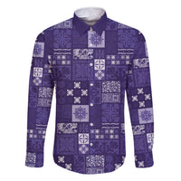 Vintage Hawaiian Quilting Patterns Family Matching Summer Maxi Dress and Hawaiian Shirt Purple Style Tribal Fabric Patchwork - Polynesian Pride