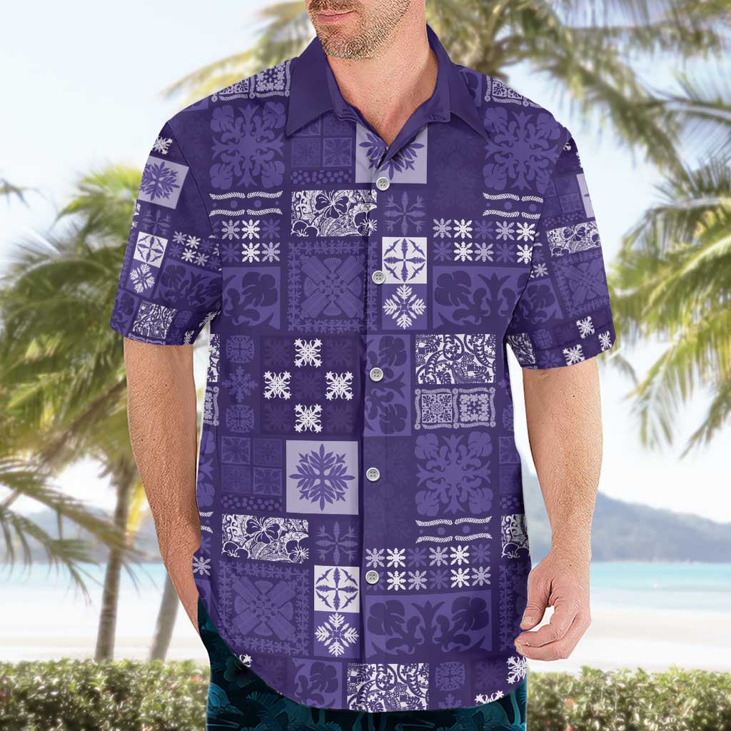 Vintage Hawaiian Quilting Patterns Hawaiian Shirt Purple Style Tribal Fabric Patchwork - Polynesian Pride