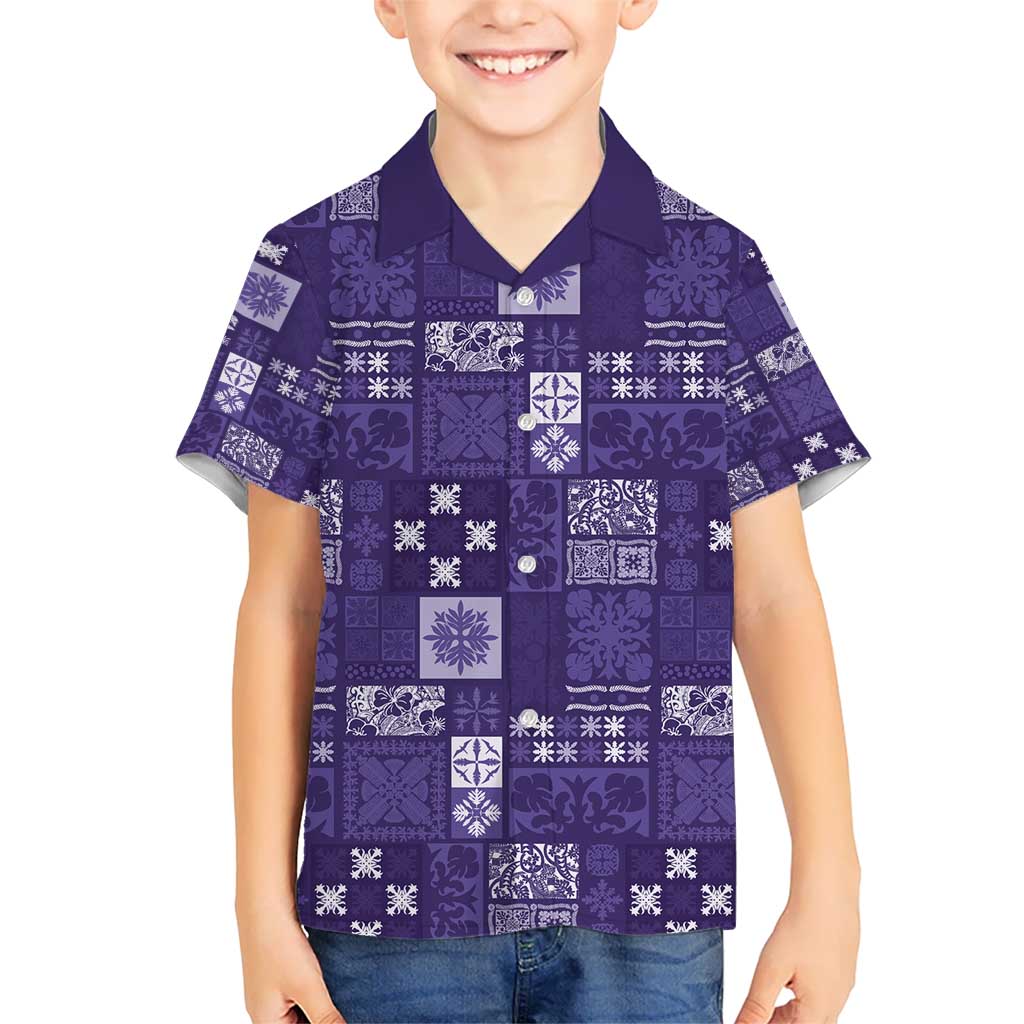 Vintage Hawaiian Quilting Patterns Hawaiian Shirt Purple Style Tribal Fabric Patchwork - Polynesian Pride