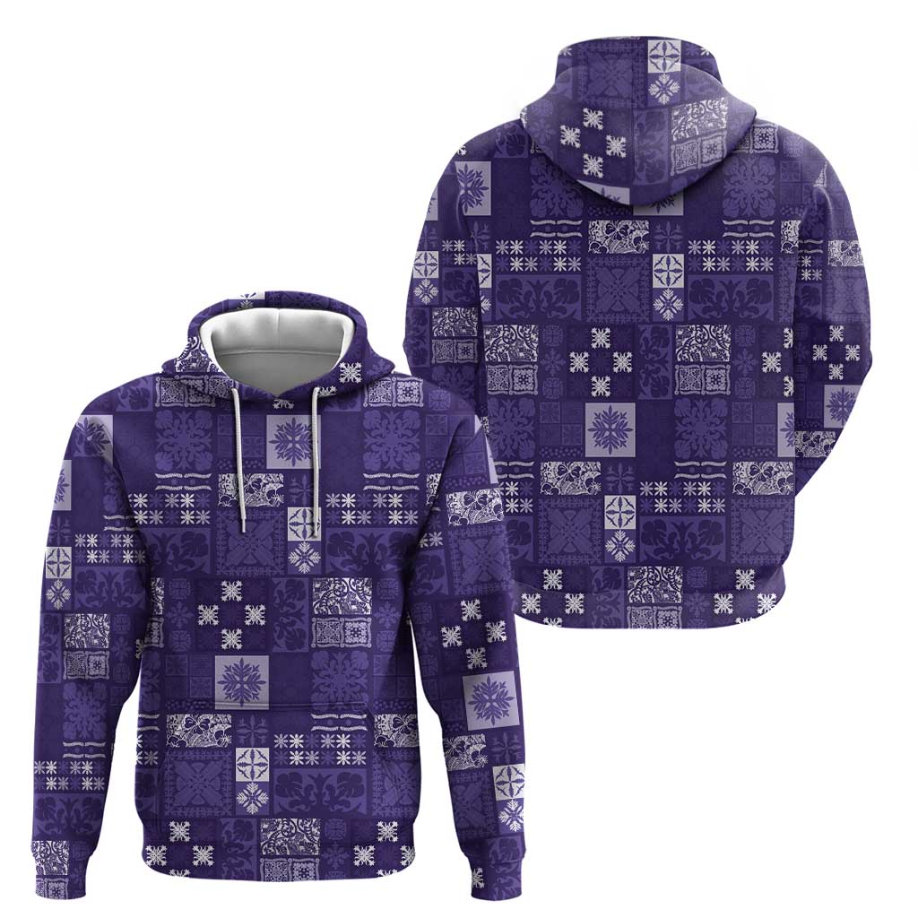 Vintage Hawaiian Quilting Patterns Hoodie Purple Style Tribal Fabric Patchwork - Polynesian Pride