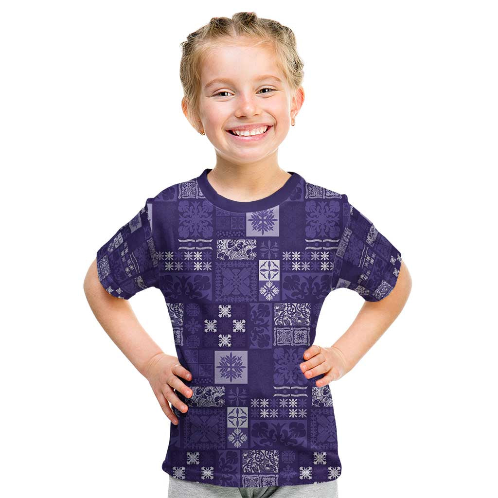 Vintage Hawaiian Quilting Patterns Kid T Shirt Purple Style Tribal Fabric Patchwork - Polynesian Pride