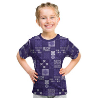 Vintage Hawaiian Quilting Patterns Kid T Shirt Purple Style Tribal Fabric Patchwork - Polynesian Pride