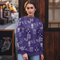 Vintage Hawaiian Quilting Patterns Ugly Christmas Sweater Purple Style Tribal Fabric Patchwork - Polynesian Pride