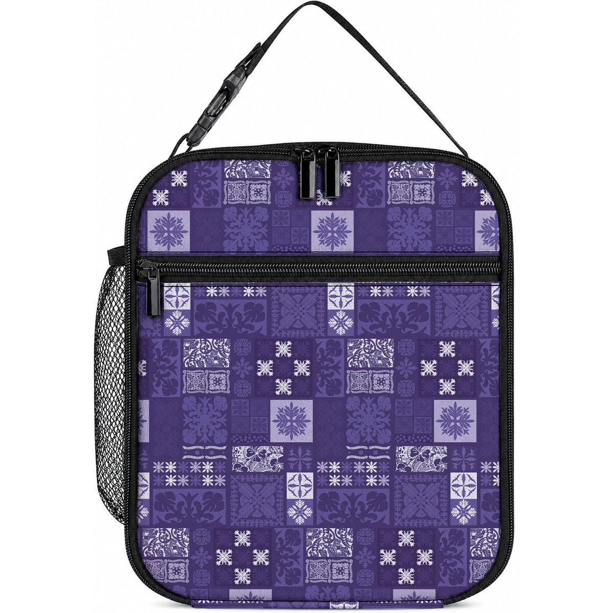 Vintage Hawaiian Quilting Patterns Lunch Bag Purple Style Tribal Fabric Patchwork LT9 10.2 × 8.3 × 4.3 inch Purple - Polynesian Pride