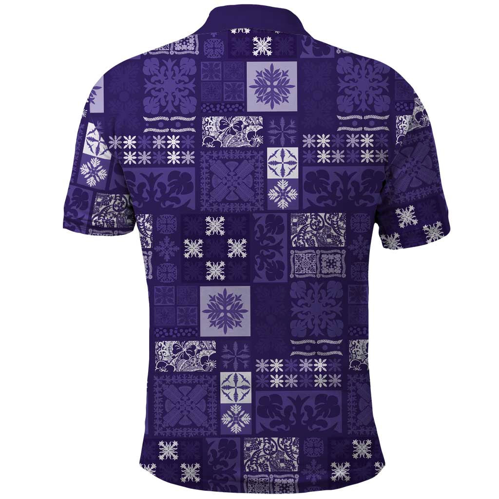 Vintage Hawaiian Quilting Patterns Polo Shirt Purple Style Tribal Fabric Patchwork - Polynesian Pride