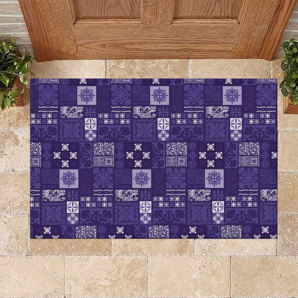 Vintage Hawaiian Quilting Patterns Rubber Doormat Purple Style Tribal Fabric Patchwork - Polynesian Pride