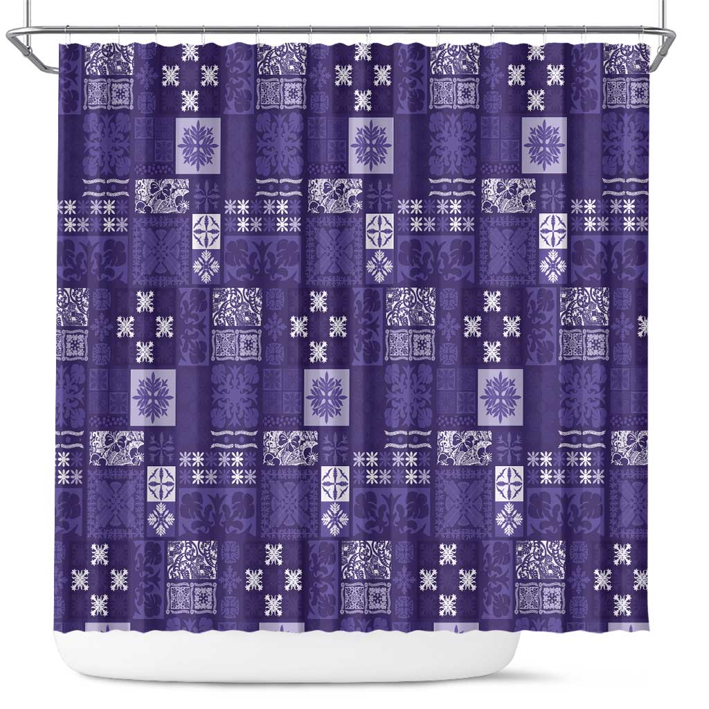 Vintage Hawaiian Quilting Patterns Shower Curtain Purple Style Tribal Fabric Patchwork - Polynesian Pride