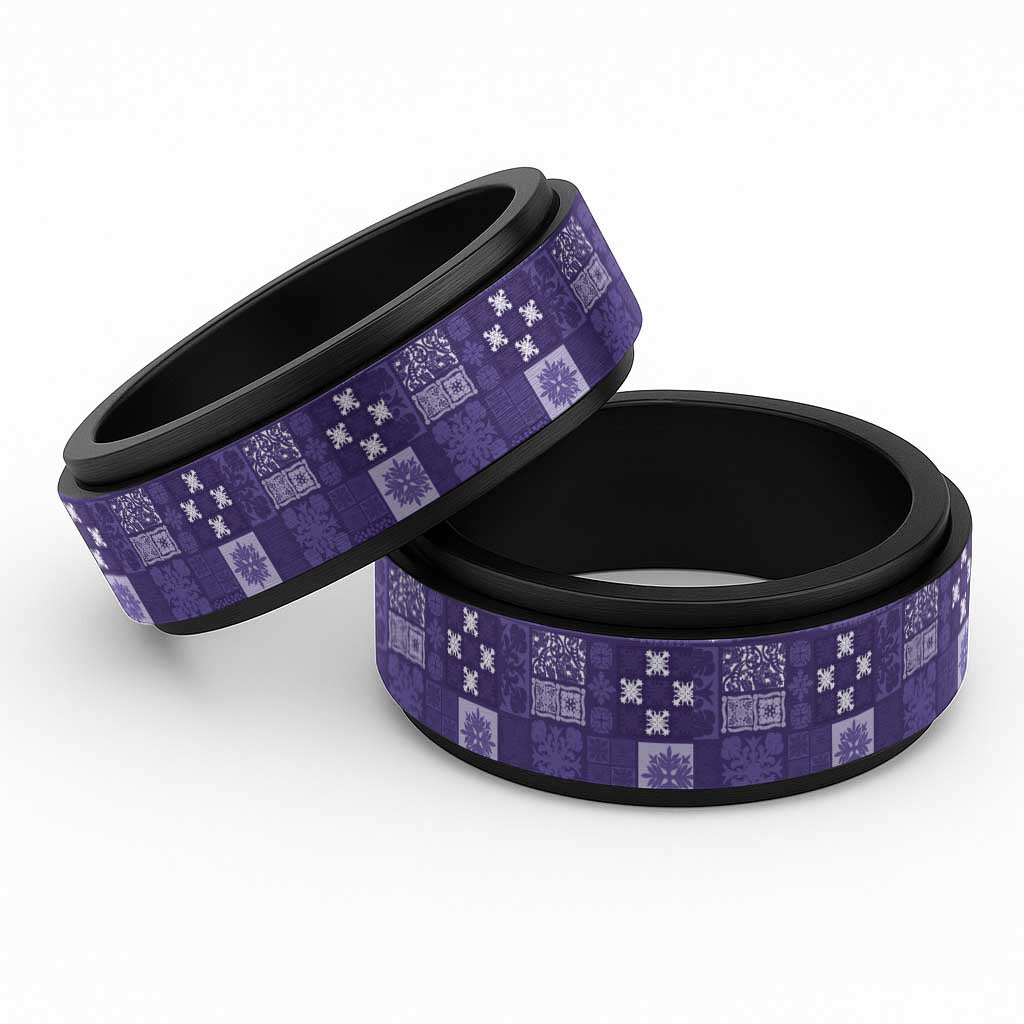 Vintage Hawaiian Quilting Patterns Spinner Ring Purple Style Tribal Fabric Patchwork - Polynesian Pride