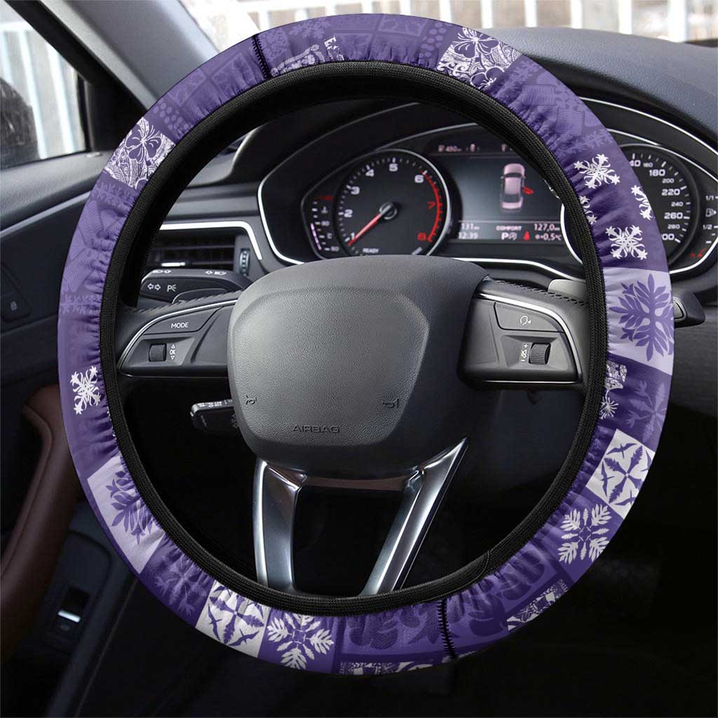 Vintage Hawaiian Quilting Patterns Steering Wheel Cover Purple Style Tribal Fabric Patchwork - Polynesian Pride