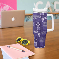 Vintage Hawaiian Quilting Patterns Tumbler With Handle Purple Style Tribal Fabric Patchwork - Polynesian Pride