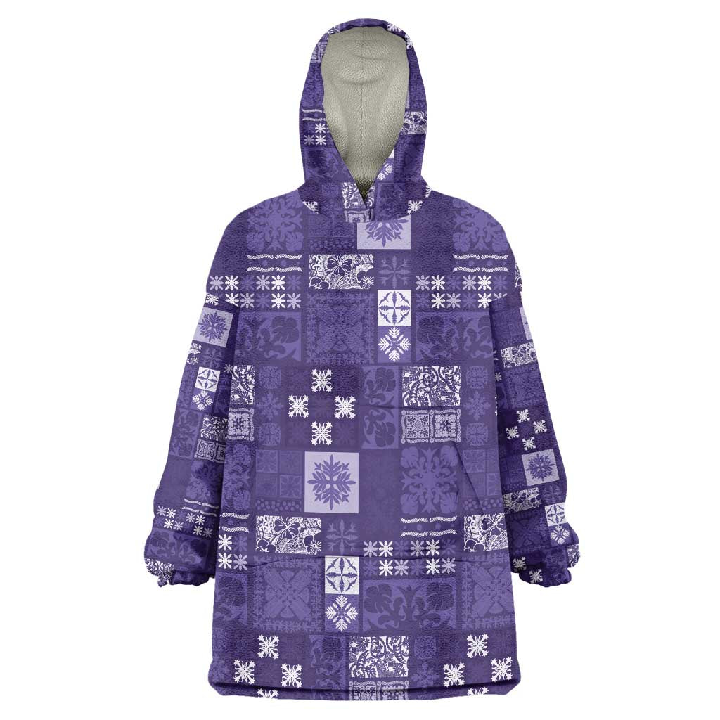 Vintage Hawaiian Quilting Patterns Wearable Blanket Hoodie Purple Style Tribal Fabric Patchwork - Polynesian Pride