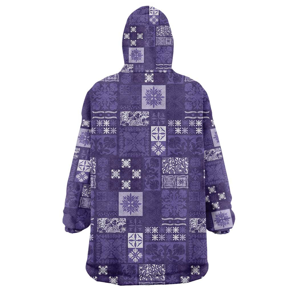 Vintage Hawaiian Quilting Patterns Wearable Blanket Hoodie Purple Style Tribal Fabric Patchwork - Polynesian Pride
