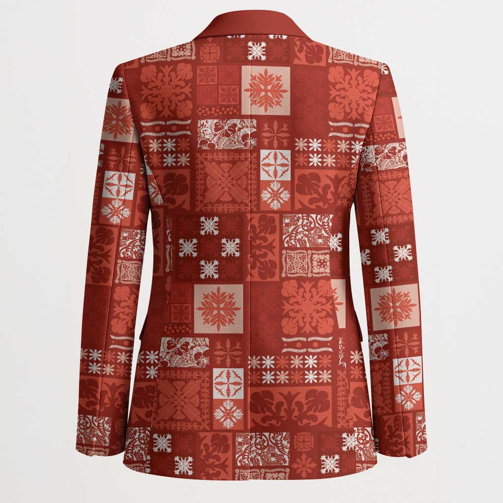 Vintage Hawaiian Quilting Patterns Blazer Red Style Tribal Fabric Patchwork - Polynesian Pride