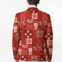 Vintage Hawaiian Quilting Patterns Blazer Red Style Tribal Fabric Patchwork - Polynesian Pride