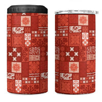 Vintage Hawaiian Quilting Patterns 4 in 1 Can Cooler Tumbler Red Style Tribal Fabric Patchwork - Polynesian Pride