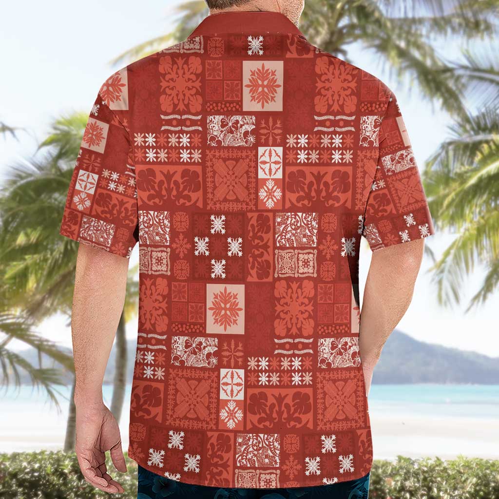 Vintage Hawaiian Quilting Patterns Hawaiian Shirt Red Style Tribal Fabric Patchwork - Polynesian Pride