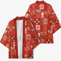 Vintage Hawaiian Quilting Patterns Kimono Red Style Tribal Fabric Patchwork - Polynesian Pride