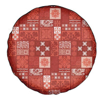 Vintage Hawaiian Quilting Patterns Spare Tire Cover Red Style Tribal Fabric Patchwork - Polynesian Pride