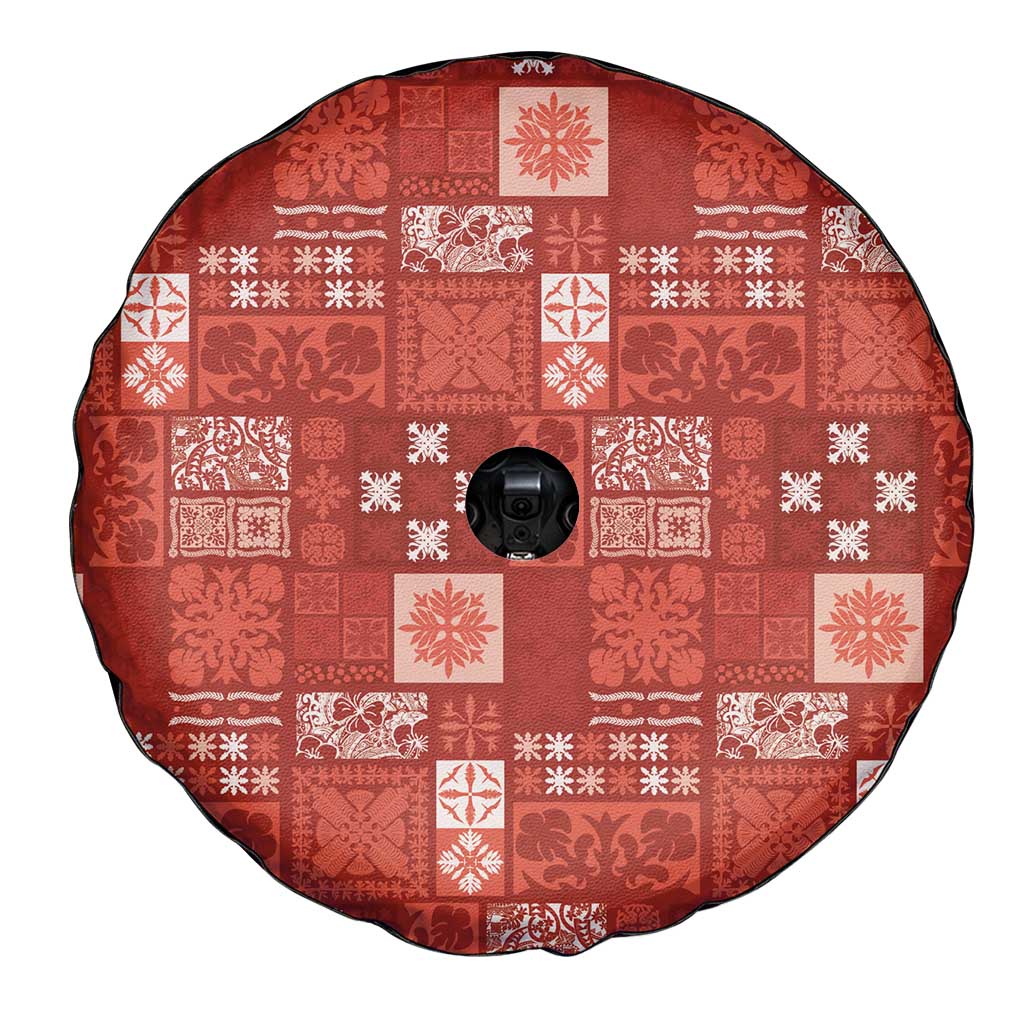 Vintage Hawaiian Quilting Patterns Spare Tire Cover Red Style Tribal Fabric Patchwork - Polynesian Pride
