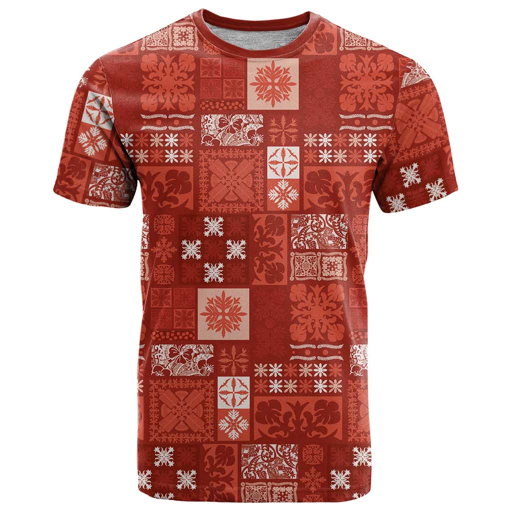 Vintage Hawaiian Quilting Patterns T Shirt Red Style Tribal Fabric Patchwork - Polynesian Pride