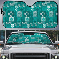 Vintage Hawaiian Quilting Patterns Auto Sun Shade Turquoise Style Tribal Fabric Patchwork - Polynesian Pride