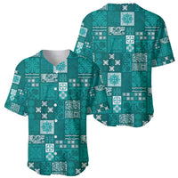 Vintage Hawaiian Quilting Patterns Baseball Jersey Turquoise Style Tribal Fabric Patchwork - Polynesian Pride