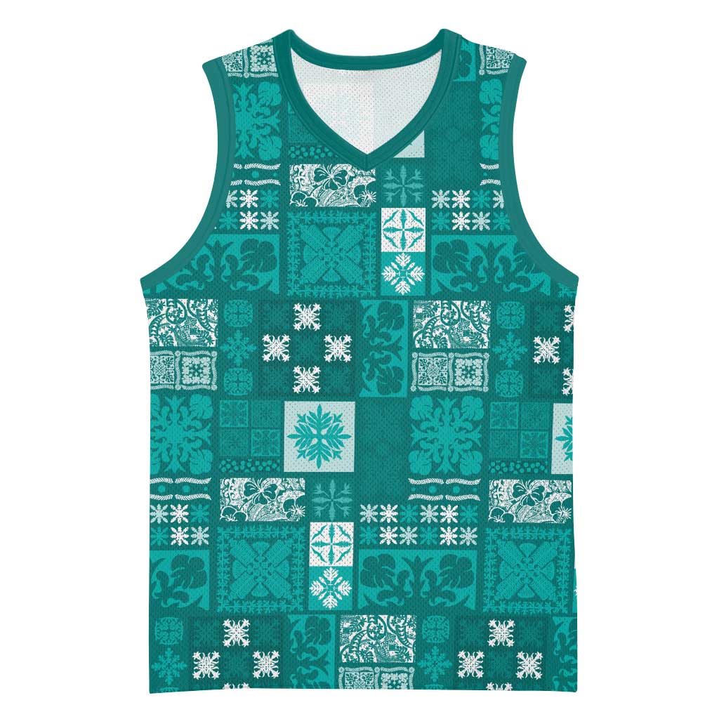 Vintage Hawaiian Quilting Patterns Basketball Jersey Turquoise Style Tribal Fabric Patchwork - Polynesian Pride