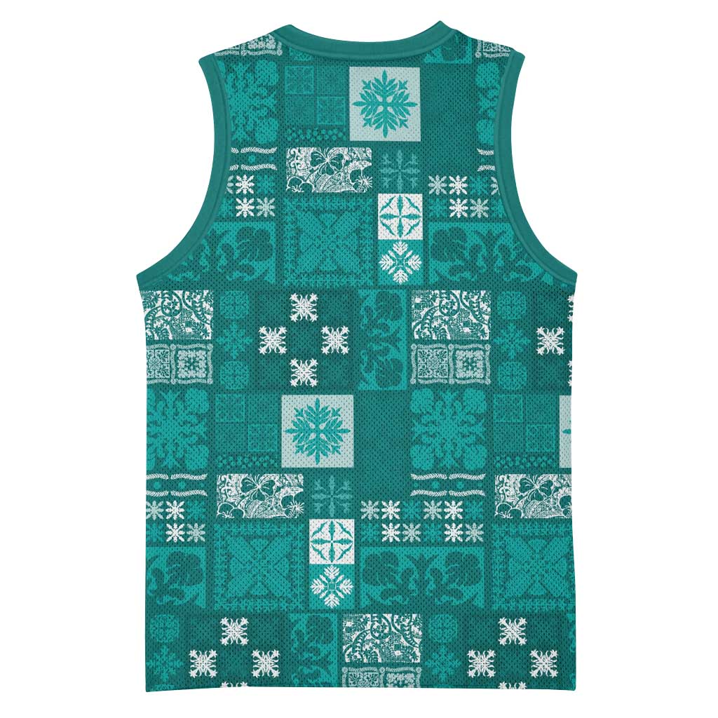 Vintage Hawaiian Quilting Patterns Basketball Jersey Turquoise Style Tribal Fabric Patchwork - Polynesian Pride