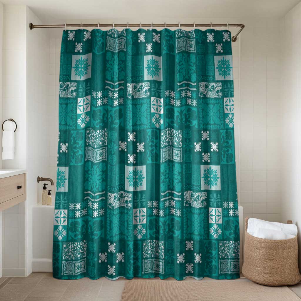 Vintage Hawaiian Quilting Patterns Bathroom Set Turquoise Style Tribal Fabric Patchwork - Polynesian Pride