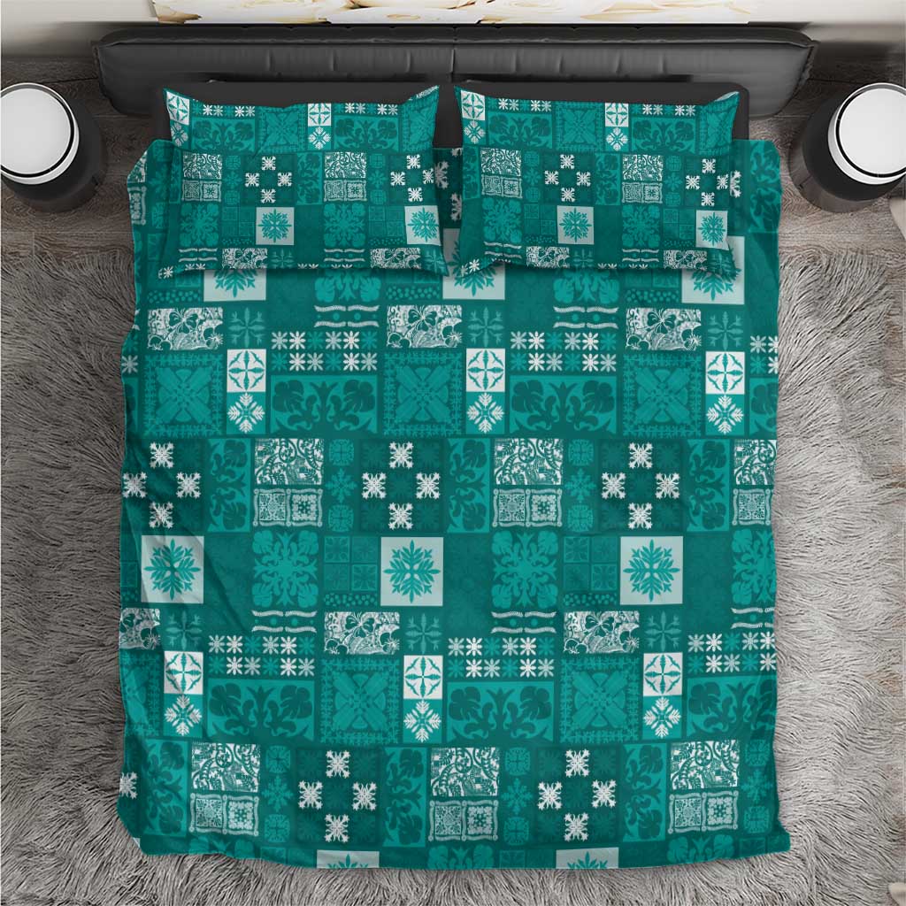 Vintage Hawaiian Quilting Patterns Bedding Set Turquoise Style Tribal Fabric Patchwork - Polynesian Pride