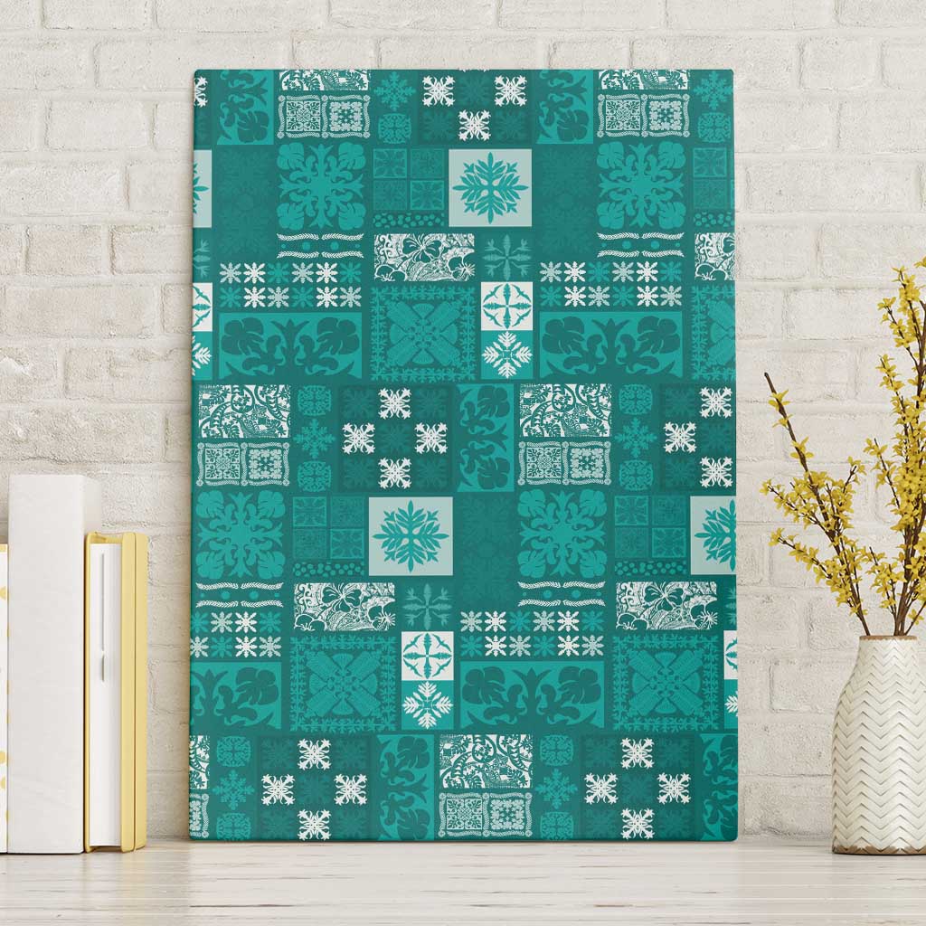 Vintage Hawaiian Quilting Patterns Canvas Wall Art Turquoise Style Tribal Fabric Patchwork - Polynesian Pride