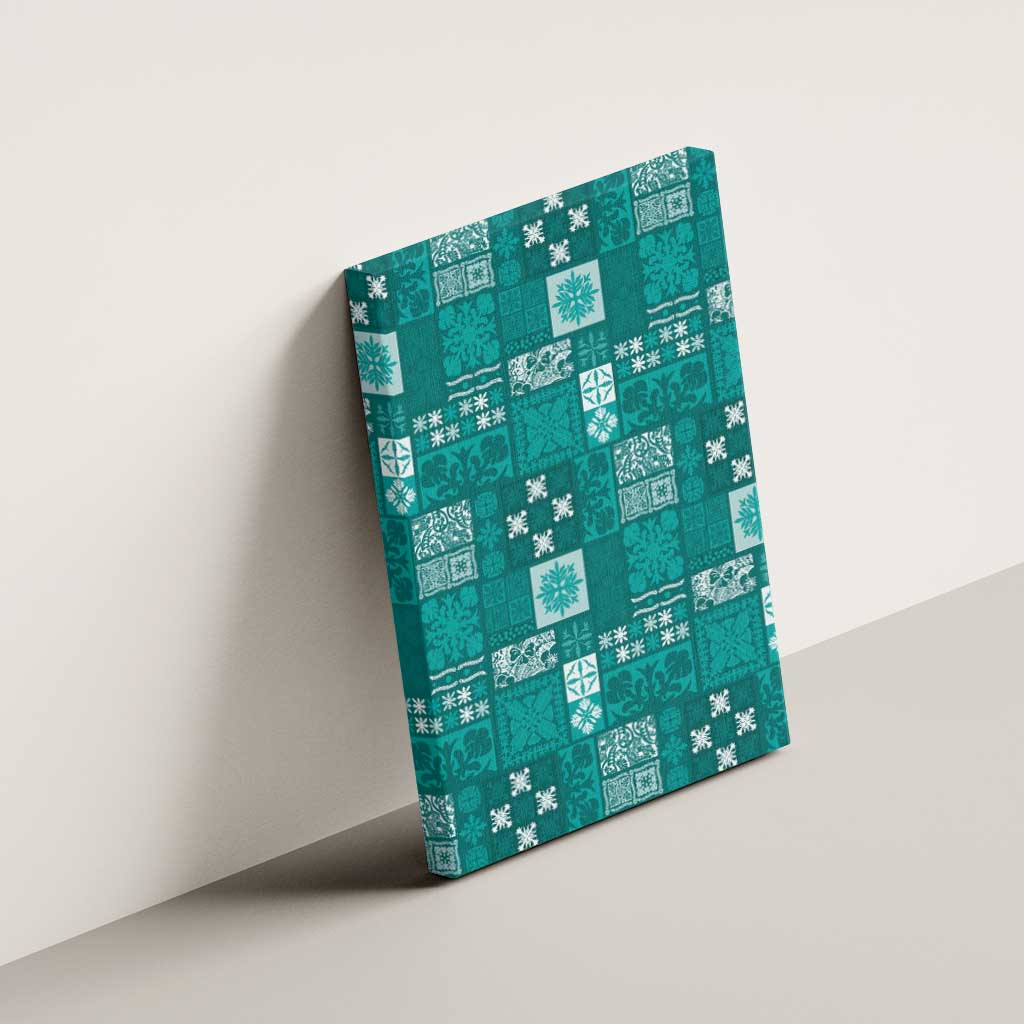 Vintage Hawaiian Quilting Patterns Canvas Wall Art Turquoise Style Tribal Fabric Patchwork - Polynesian Pride