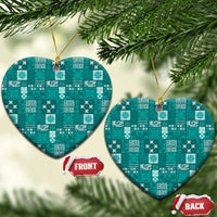 Vintage Hawaiian Quilting Patterns Ceramic Ornament Turquoise Style Tribal Fabric Patchwork - Polynesian Pride