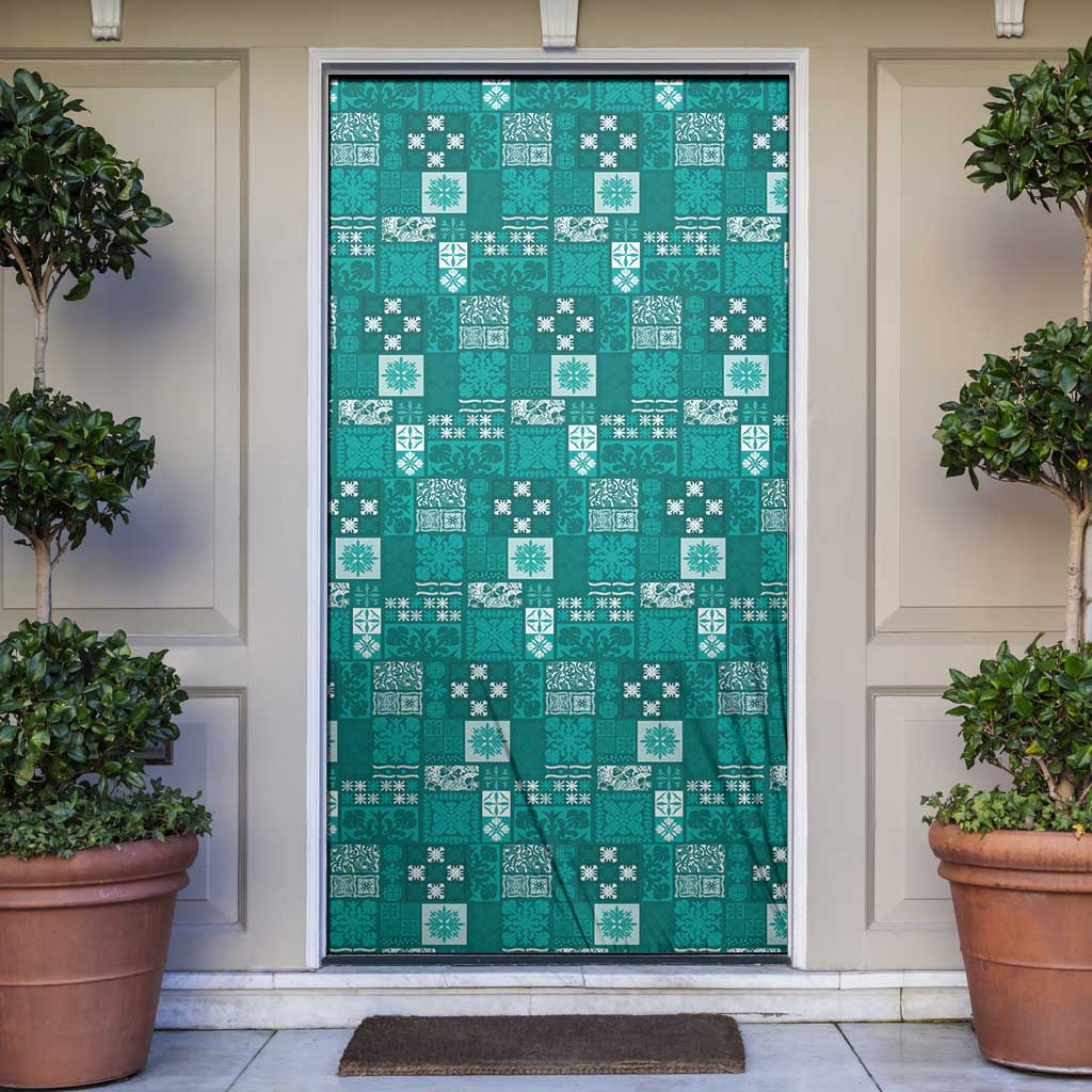 Vintage Hawaiian Quilting Patterns Door Cover Turquoise Style Tribal Fabric Patchwork - Polynesian Pride