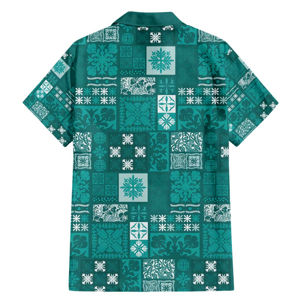 Vintage Hawaiian Quilting Patterns Hawaiian Shirt Turquoise Style Tribal Fabric Patchwork - Polynesian Pride