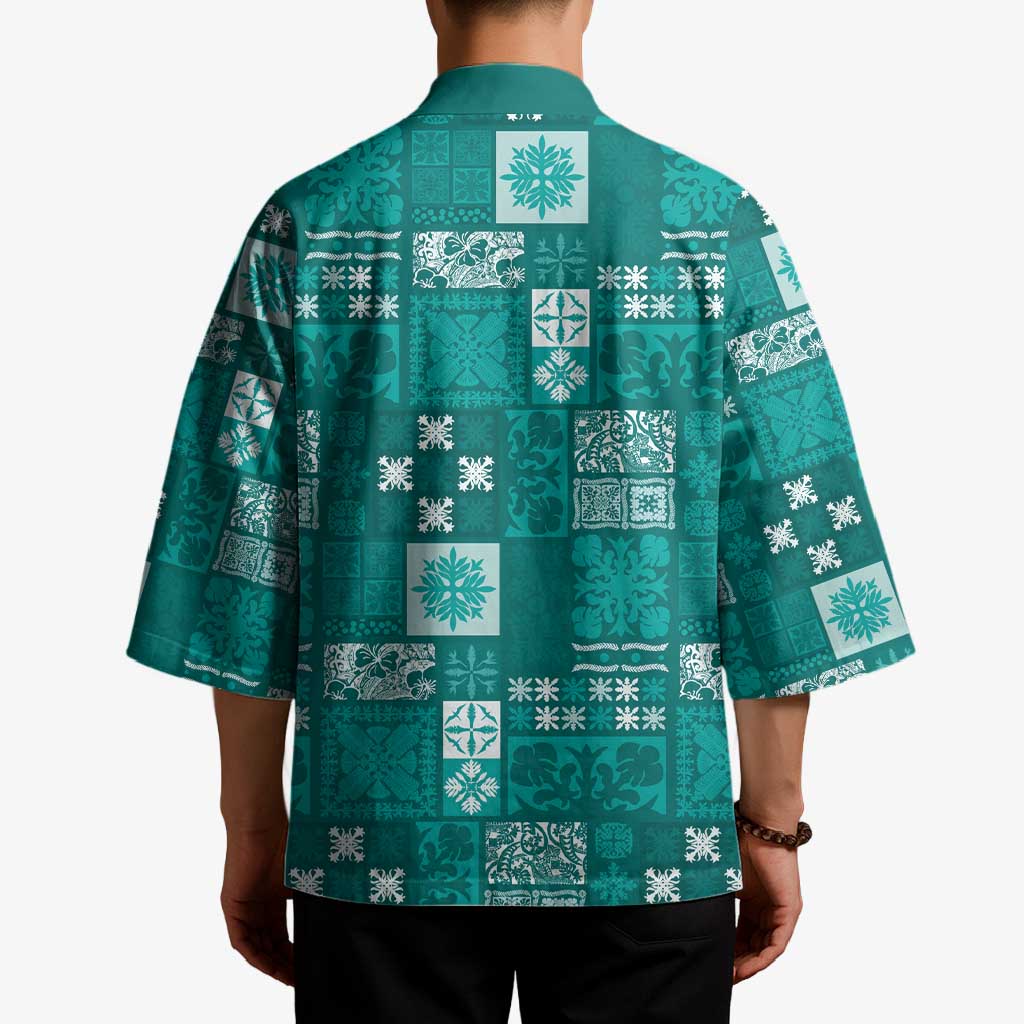 Vintage Hawaiian Quilting Patterns Kimono Turquoise Style Tribal Fabric Patchwork - Polynesian Pride