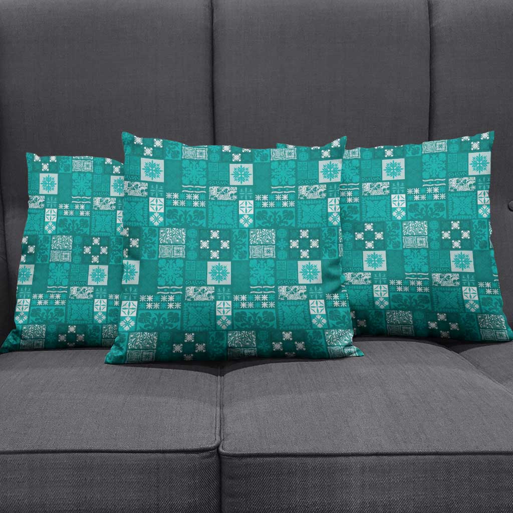 Vintage Hawaiian Quilting Patterns Pillow Cover Turquoise Style Tribal Fabric Patchwork - Polynesian Pride