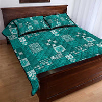 Vintage Hawaiian Quilting Patterns Quilt Bed Set Turquoise Style Tribal Fabric Patchwork - Polynesian Pride