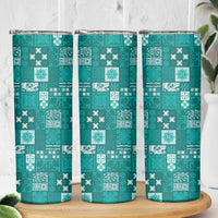 Vintage Hawaiian Quilting Patterns Skinny Tumbler Turquoise Style Tribal Fabric Patchwork - Polynesian Pride