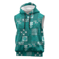Vintage Hawaiian Quilting Patterns Sleeveless Hoodie Turquoise Style Tribal Fabric Patchwork - Polynesian Pride