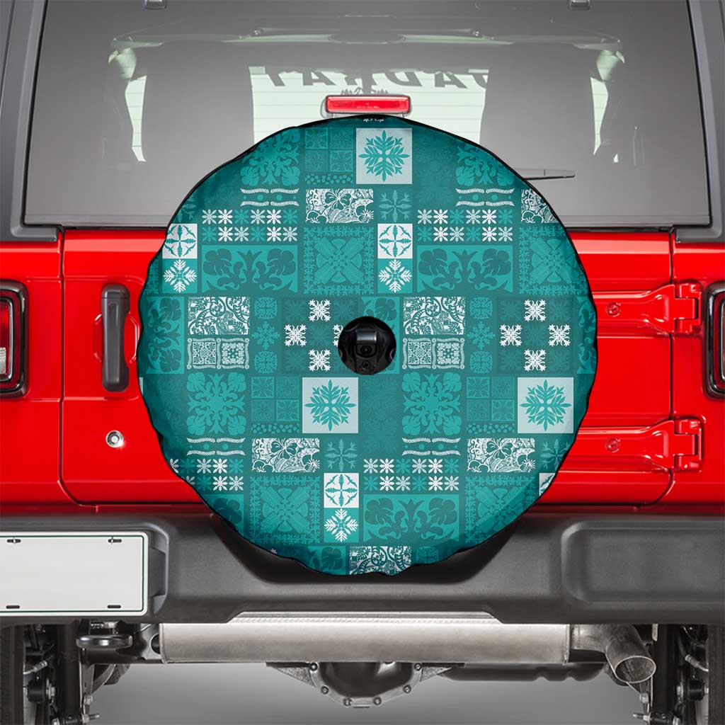 Vintage Hawaiian Quilting Patterns Spare Tire Cover Turquoise Style Tribal Fabric Patchwork - Polynesian Pride